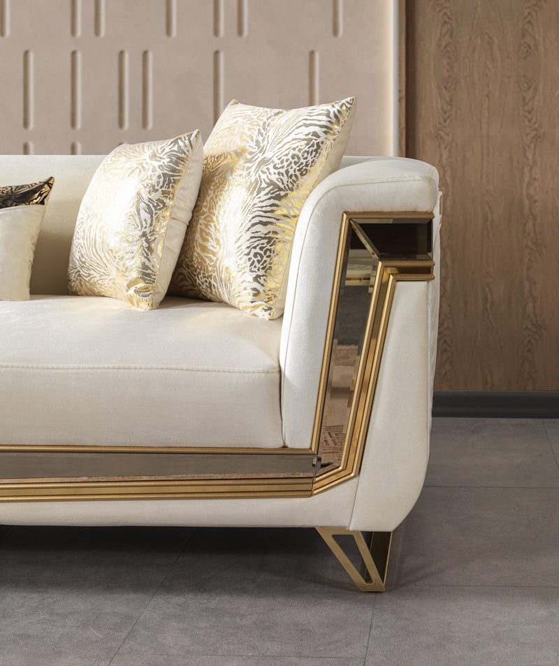 Anica Ivory Velvet Sofa 92" & Loveseat 76"