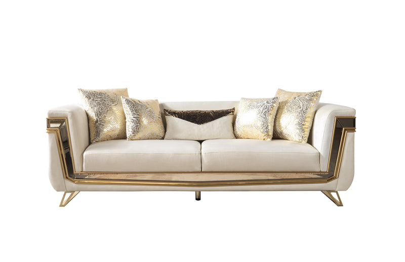 Anica Ivory Velvet Sofa 92" & Loveseat 76"