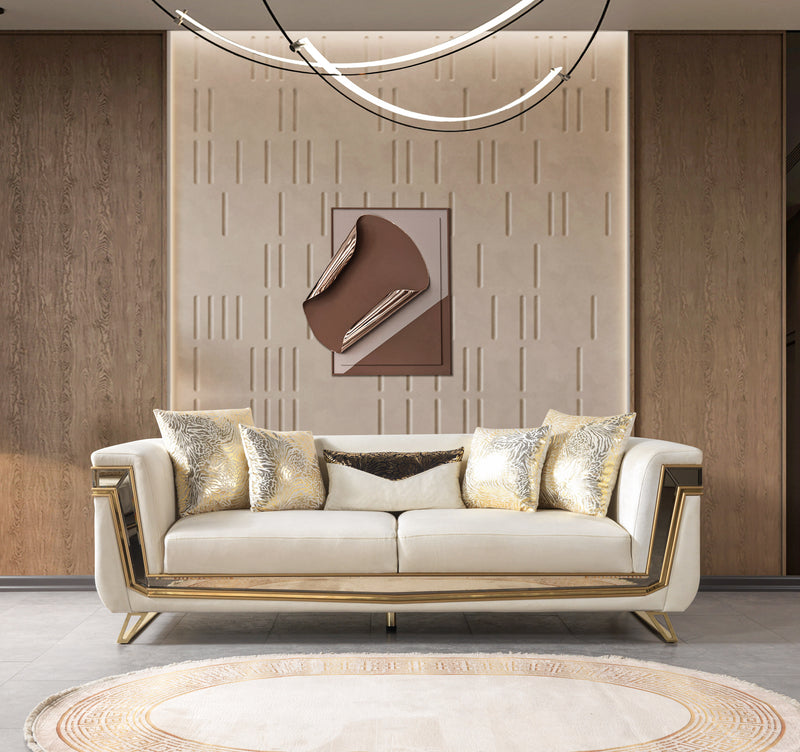 Anica Ivory Velvet Sofa 92" & Loveseat 76"
