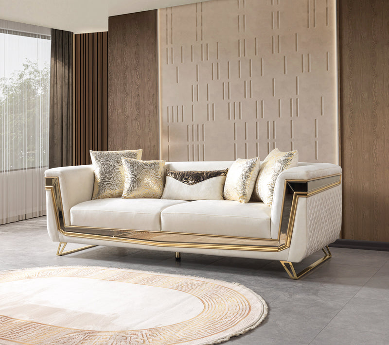 Anica Ivory Velvet Sofa 92" & Loveseat 76"