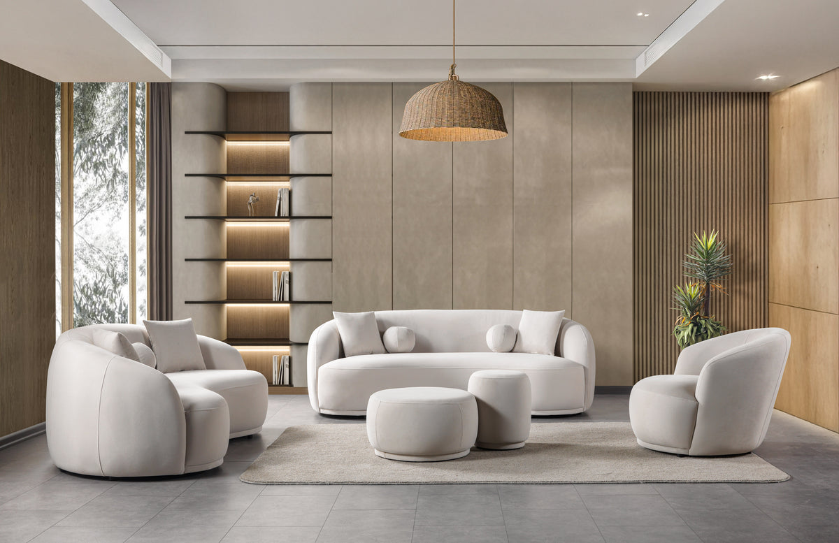 Bonita Ivory Velvet Sofa 91" & Loveseat 81"