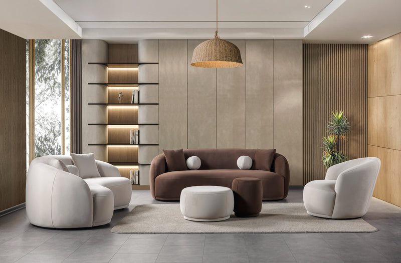 Bonita Ivory Velvet Sofa 91" & Loveseat 81"