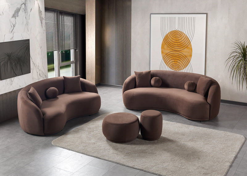 Bonita Coffee Velvet Sofa 91"
