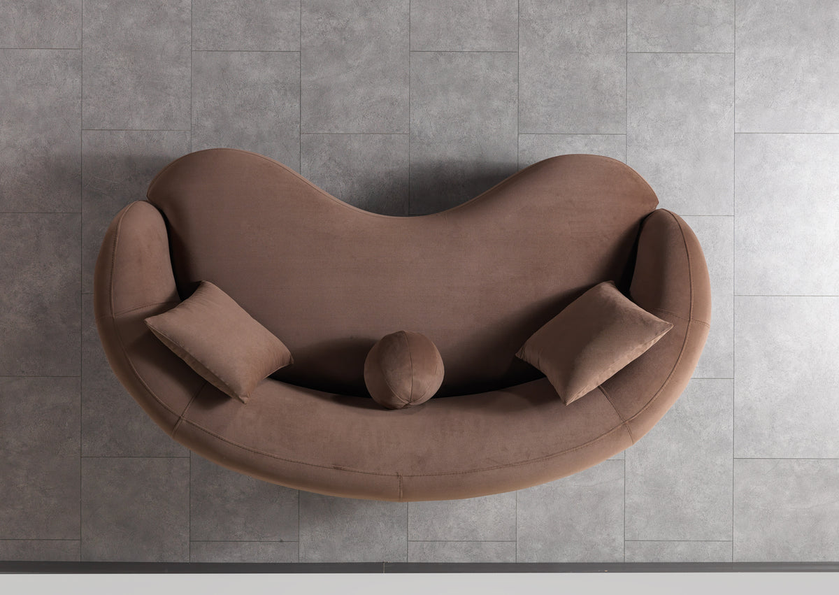 Bonita Coffee Velvet Sofa 91" & Loveseat 81"
