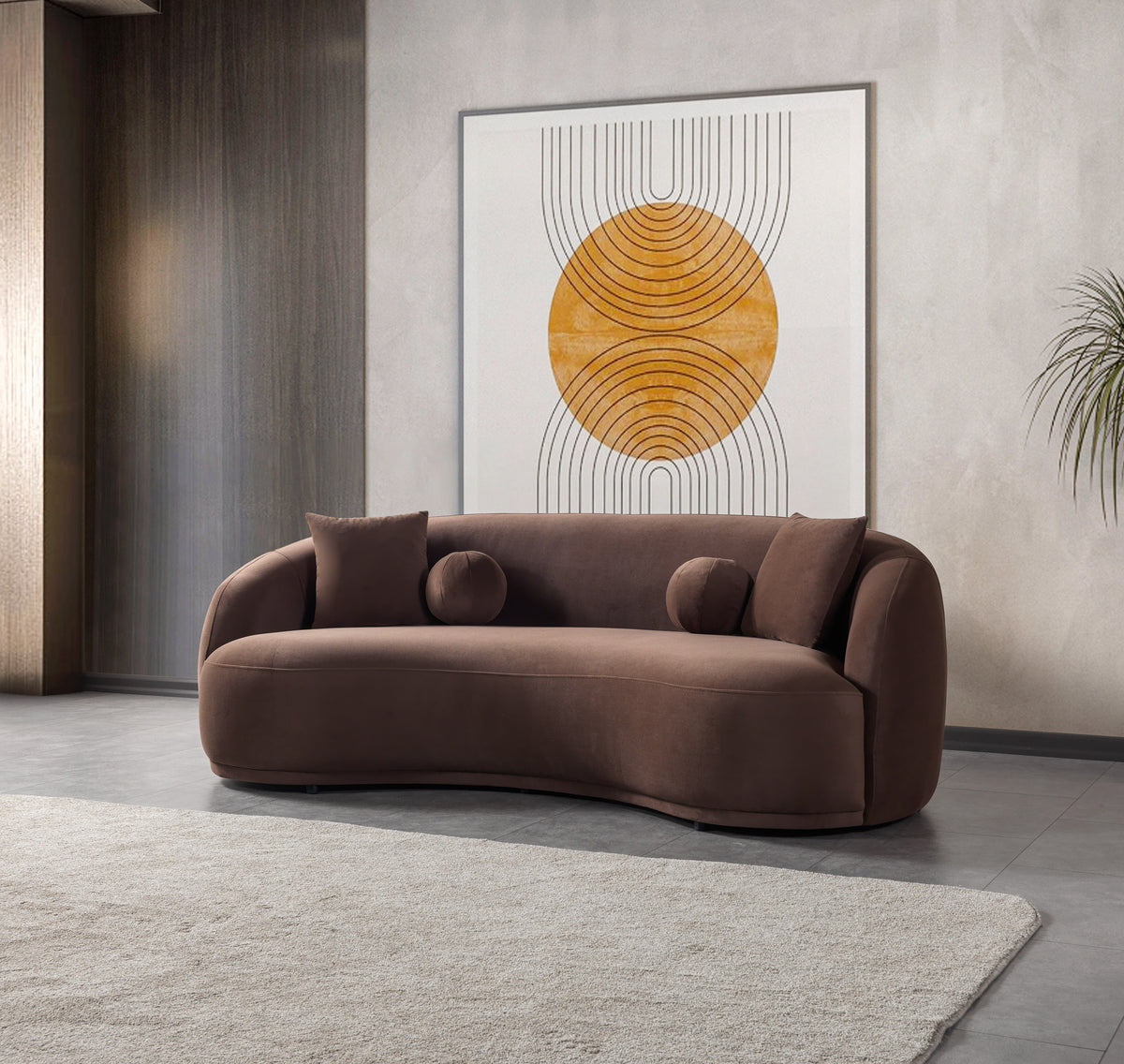 Bonita Coffee Velvet Sofa 91" & Loveseat 81"