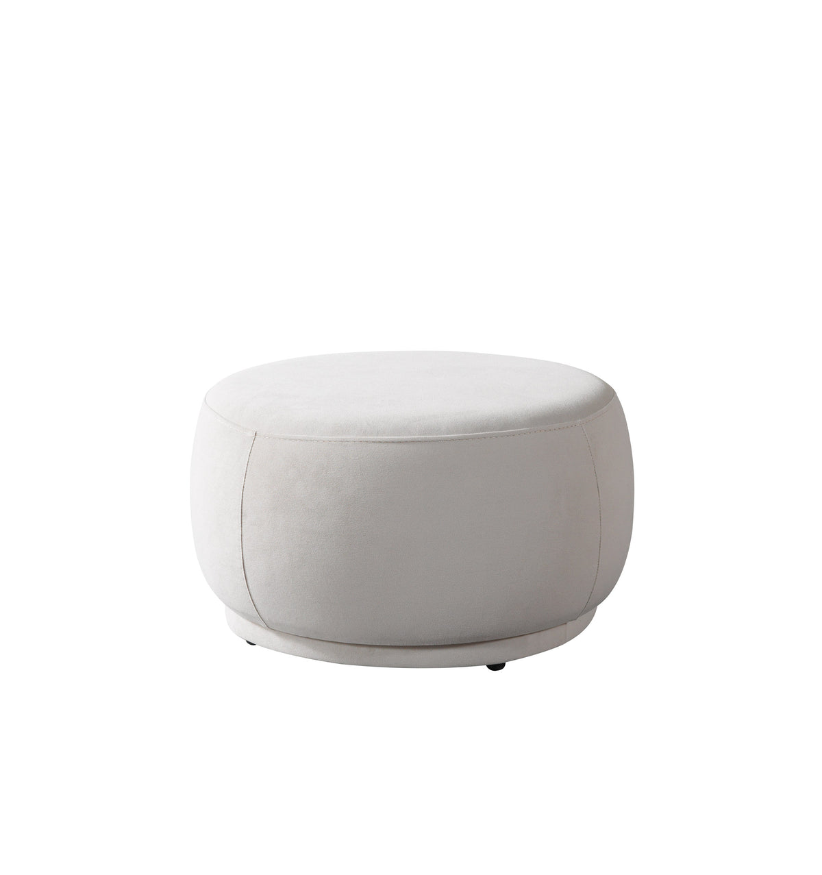 Cloe Ivory Velvet Round Ottoman