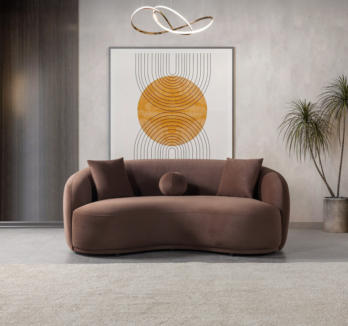 Bonita Coffee Velvet Loveseat 81"
