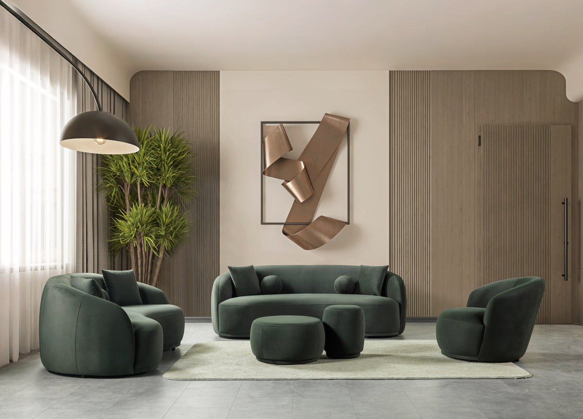 Bonita Green Velvet Sofa 91" & Loveseat 81"