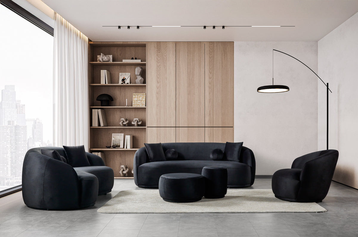 Cloe Black Velvet Stool