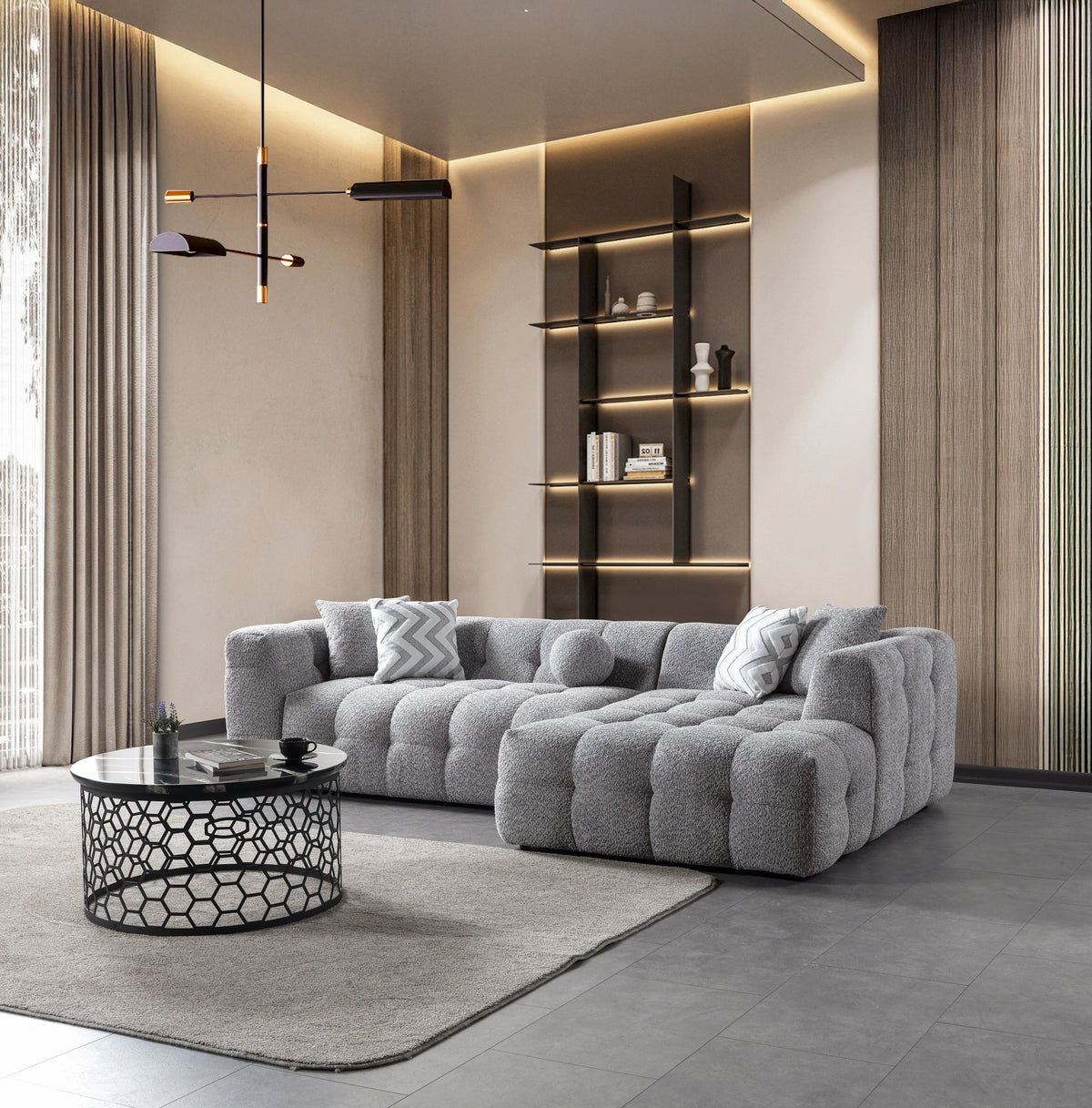 Ivy Gray Boucle RAF 110" Sectional