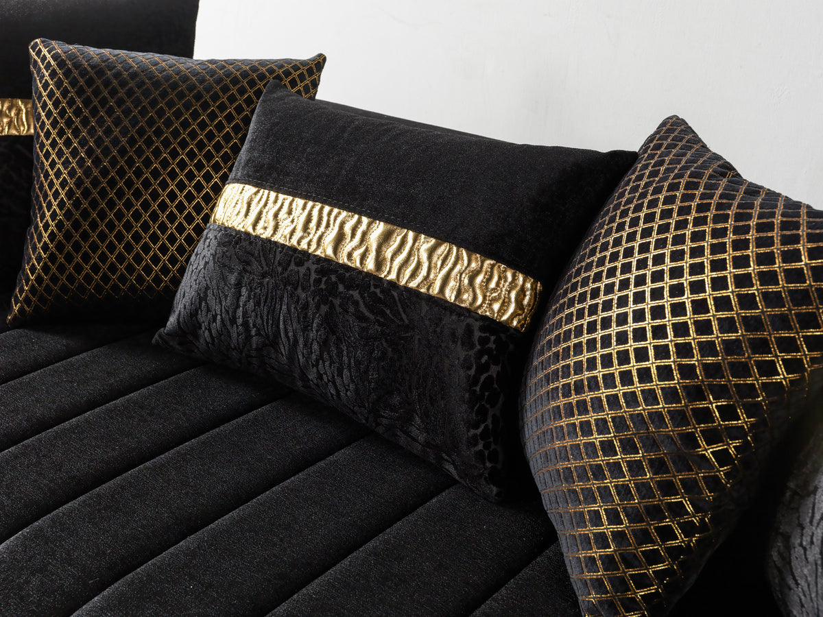 Carlina Black Velvet Sofa & Loveseat