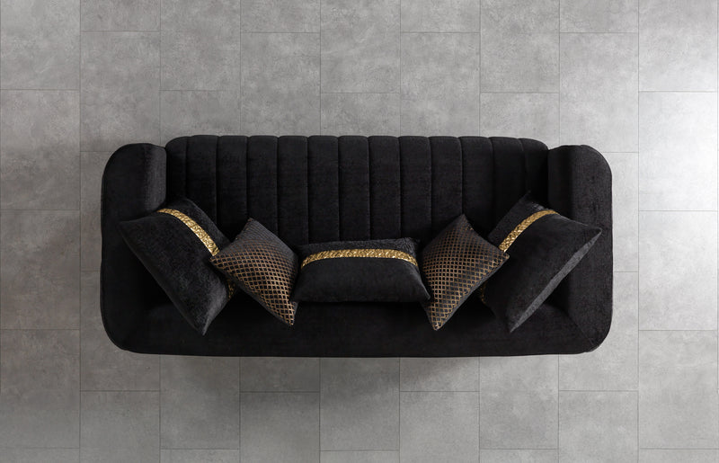 Carlina Black Velvet Sofa & Loveseat