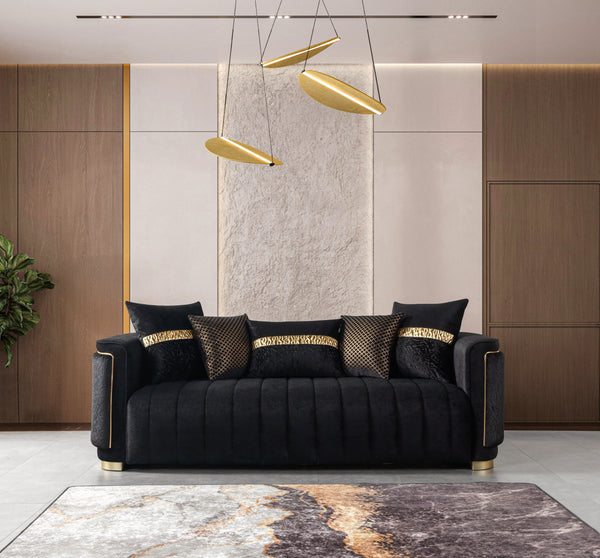 Carlina Black Velvet Sofa