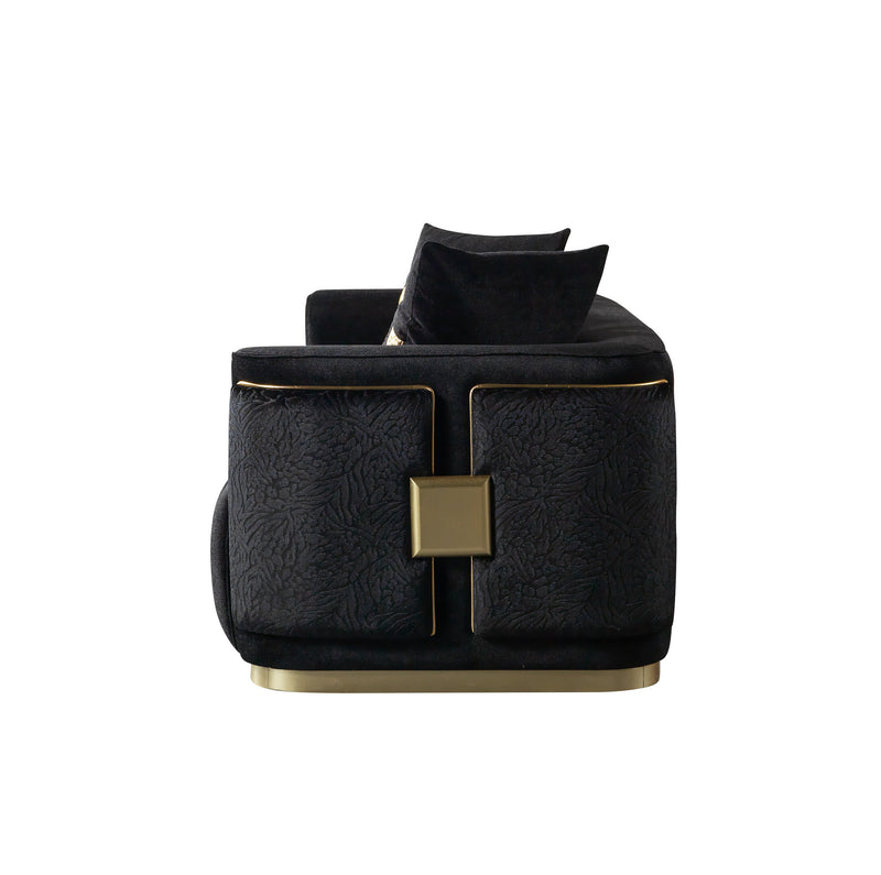 Carlina Black Velvet Loveseat