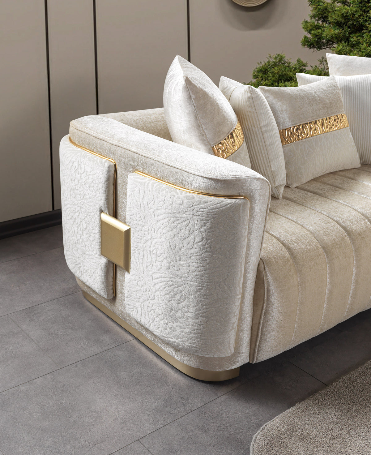 Carlina Ivory Velvet Sofa