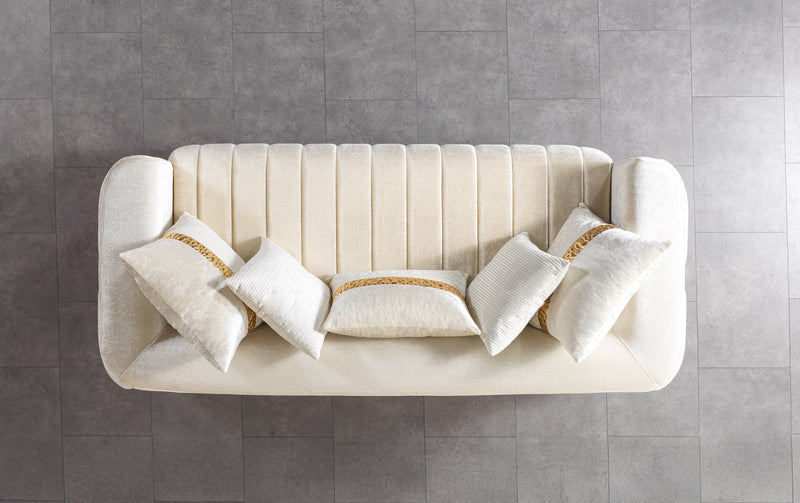 Carlina Ivory Velvet Sofa & Loveseat