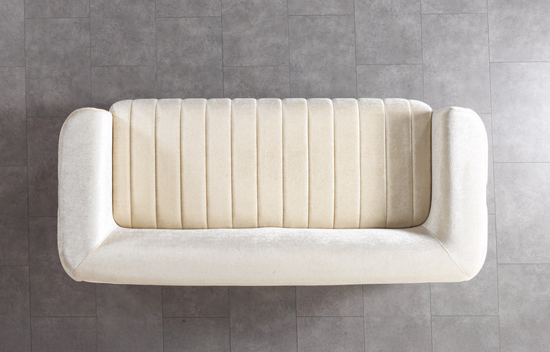 Carlina Ivory Velvet Sofa & Loveseat