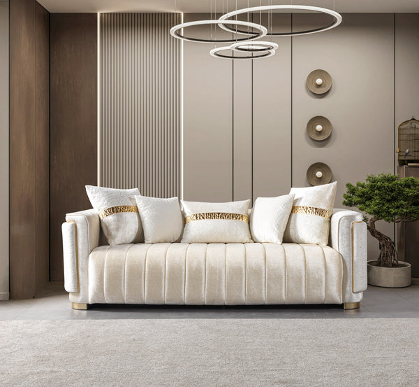 Carlina Ivory Velvet Sofa