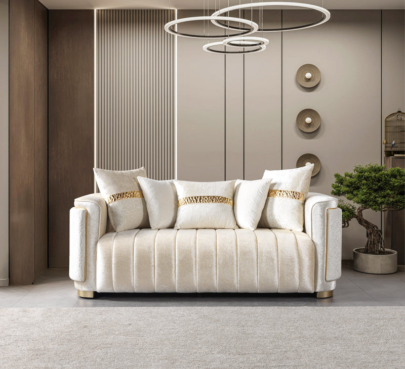 Carlina Ivory Velvet Sofa & Loveseat