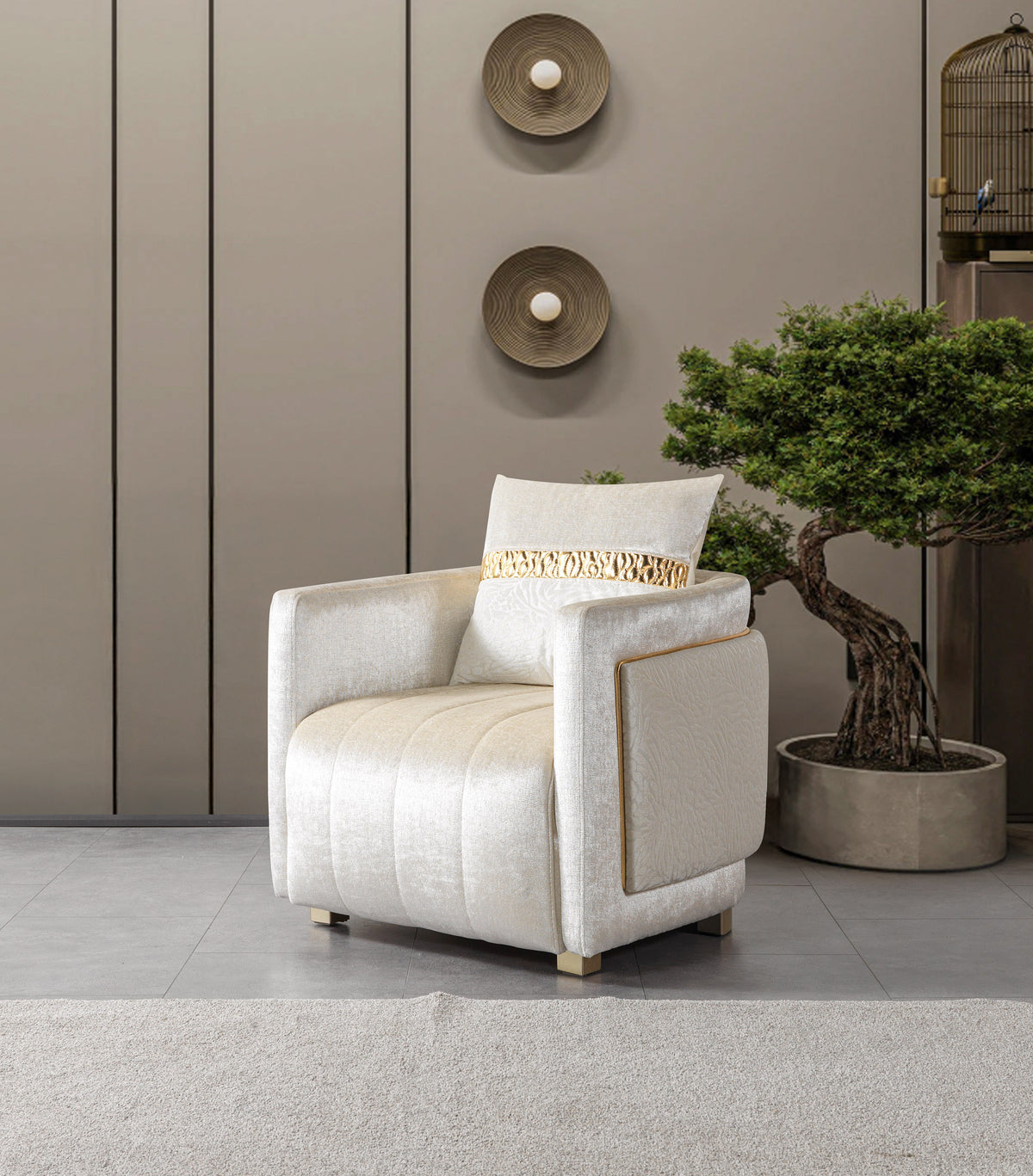 Carlina Ivory Velvet Chair