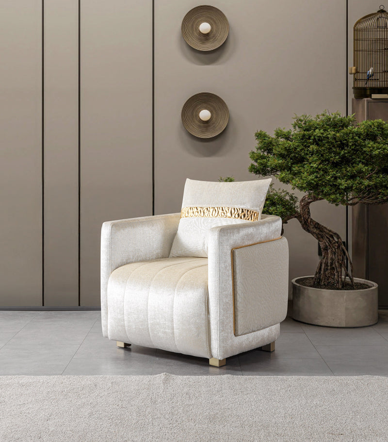 Carlina Ivory Velvet Sofa & Loveseat
