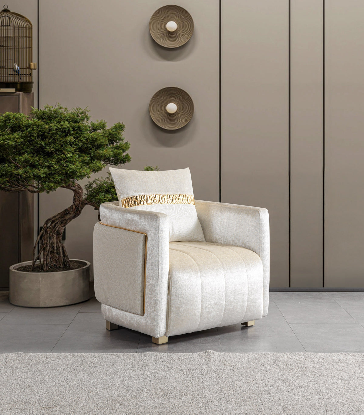 Carlina Ivory Velvet Chair
