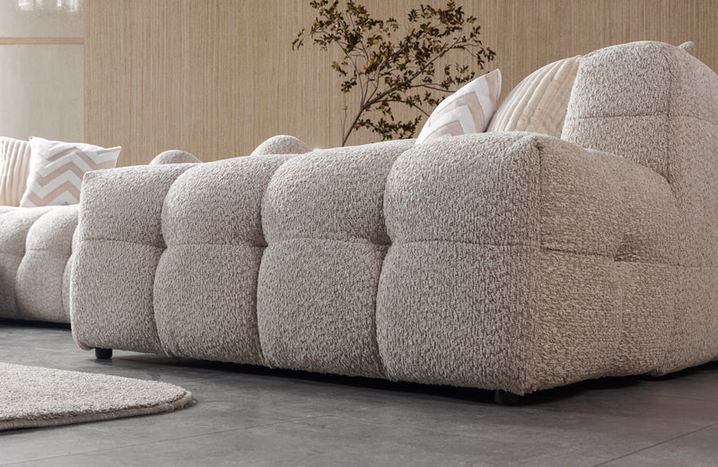 Ivy Sand Boucle Double Chaise 146" Sectional