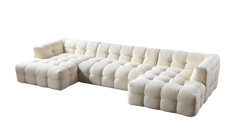 Ivy Ivory Boucle Double Chaise 146" Sectional