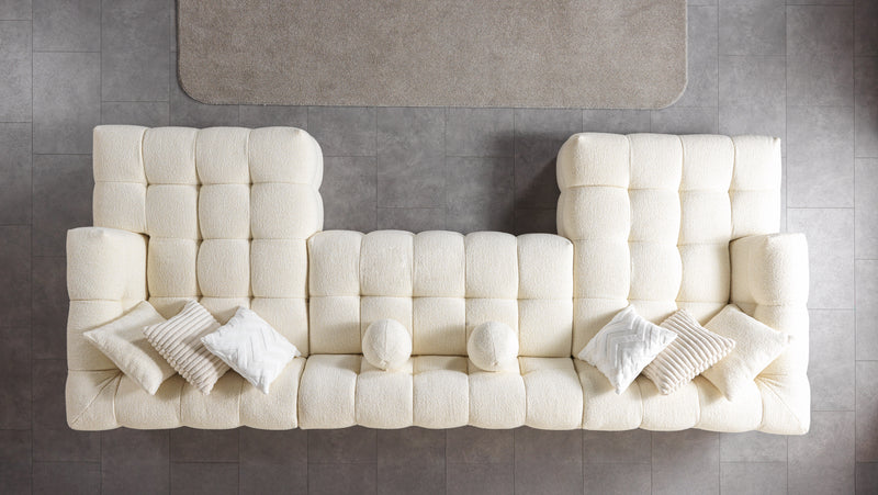 Ivy Ivory Boucle Double Chaise 146" Sectional