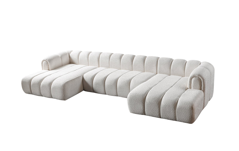 Lis Ivory Boucle Double Chaise 147" Sectional
