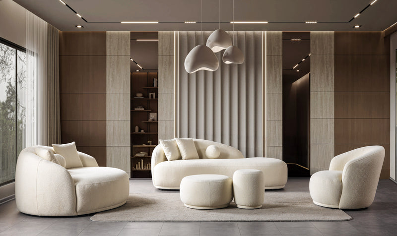 Bonita Ivory Boucle Round Sofa  71"