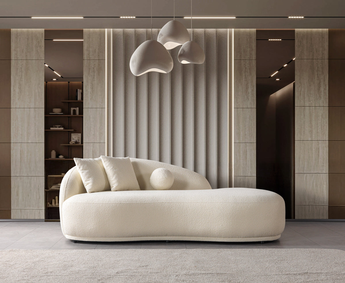 Bonita Ivory Boucle Sofa Chaise 87"