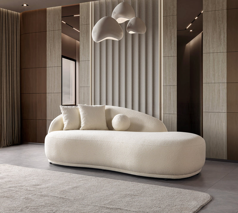 Bonita Ivory Boucle Sofa Chaise 87"