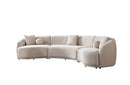 Bonita Ivory Velvet 3-Piece Curved 138" Sectional