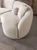 Bonita Ivory Velvet 3-Piece Curved 138" Sectional