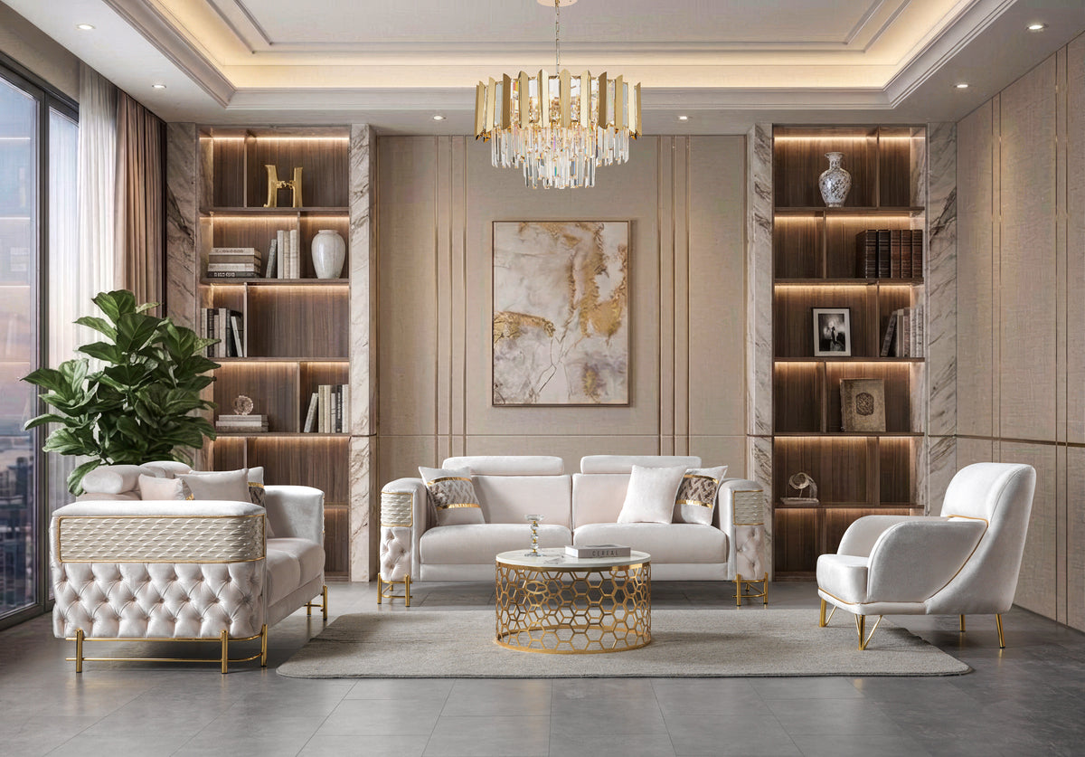 Fabiana Ivory Velvet Loveseat