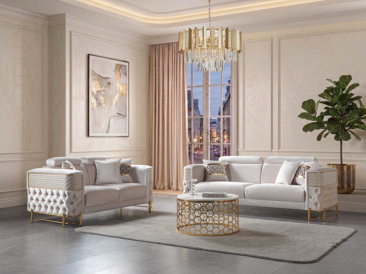 Fabiana Ivory Velvet Sofa & Loveseat