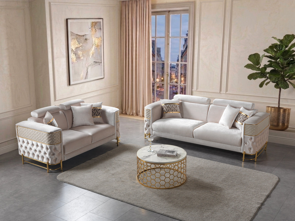 Fabiana Ivory Velvet Sofa & Loveseat