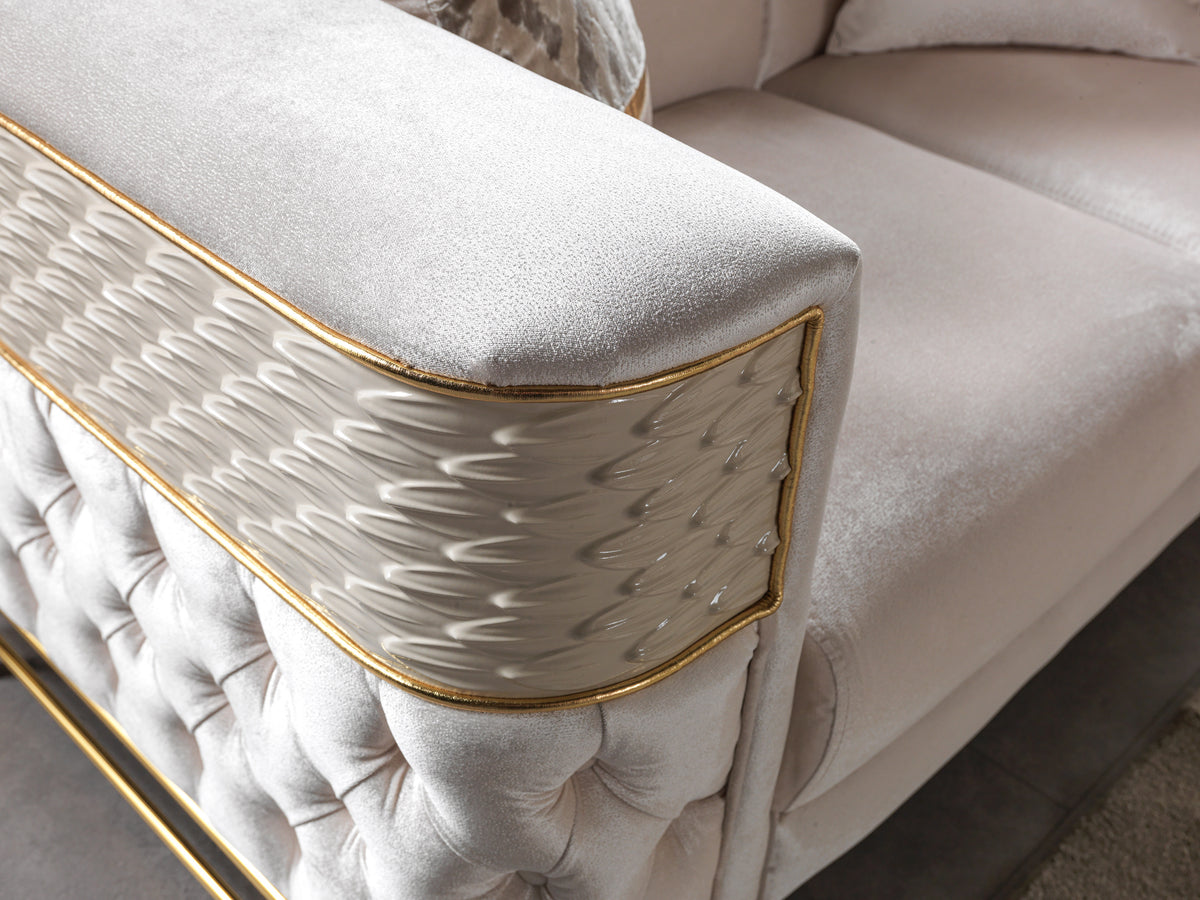 Fabiana Ivory Velvet Sofa & Loveseat