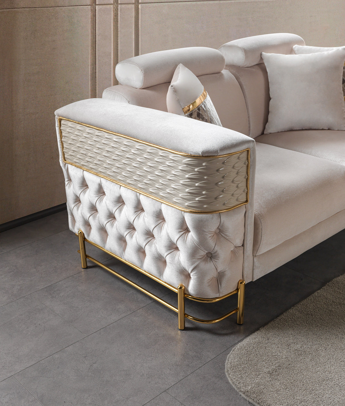 Fabiana Ivory Velvet Sofa & Loveseat