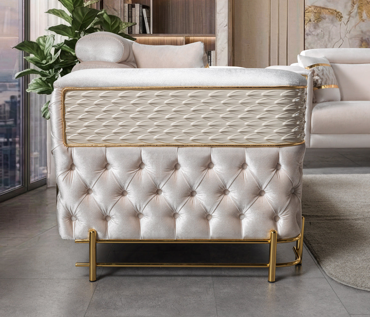Fabiana Ivory Velvet Sofa & Loveseat
