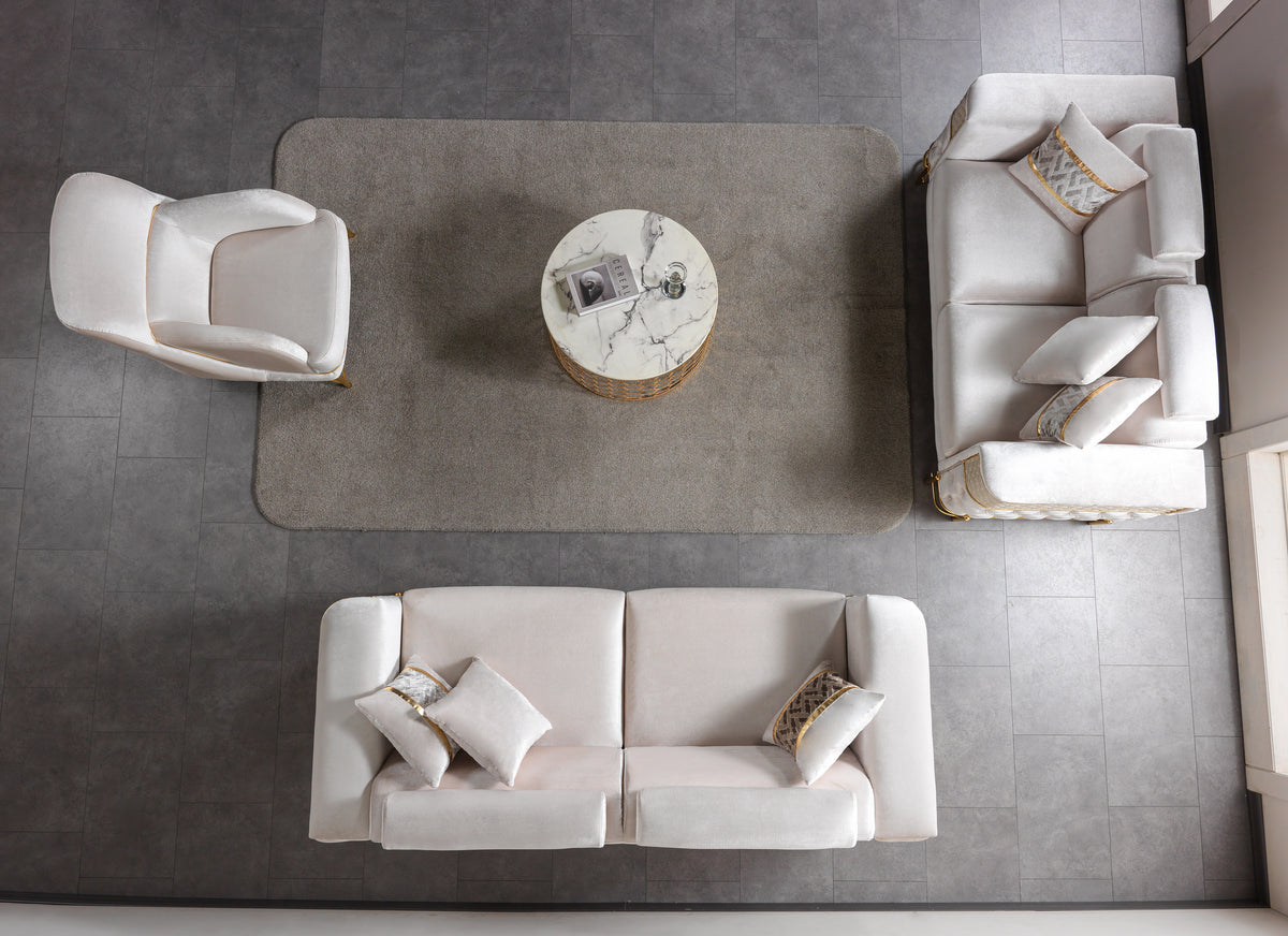 Fabiana Ivory Velvet Sofa & Loveseat