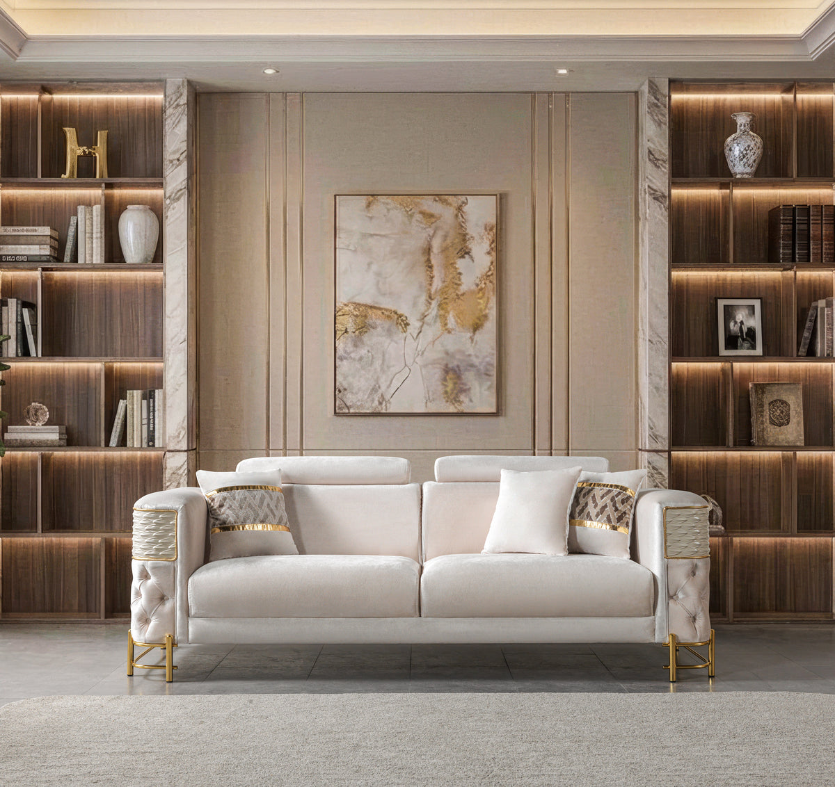Fabiana Ivory Velvet Sofa