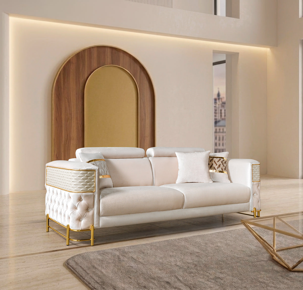 Fabiana Ivory Velvet Sofa & Loveseat