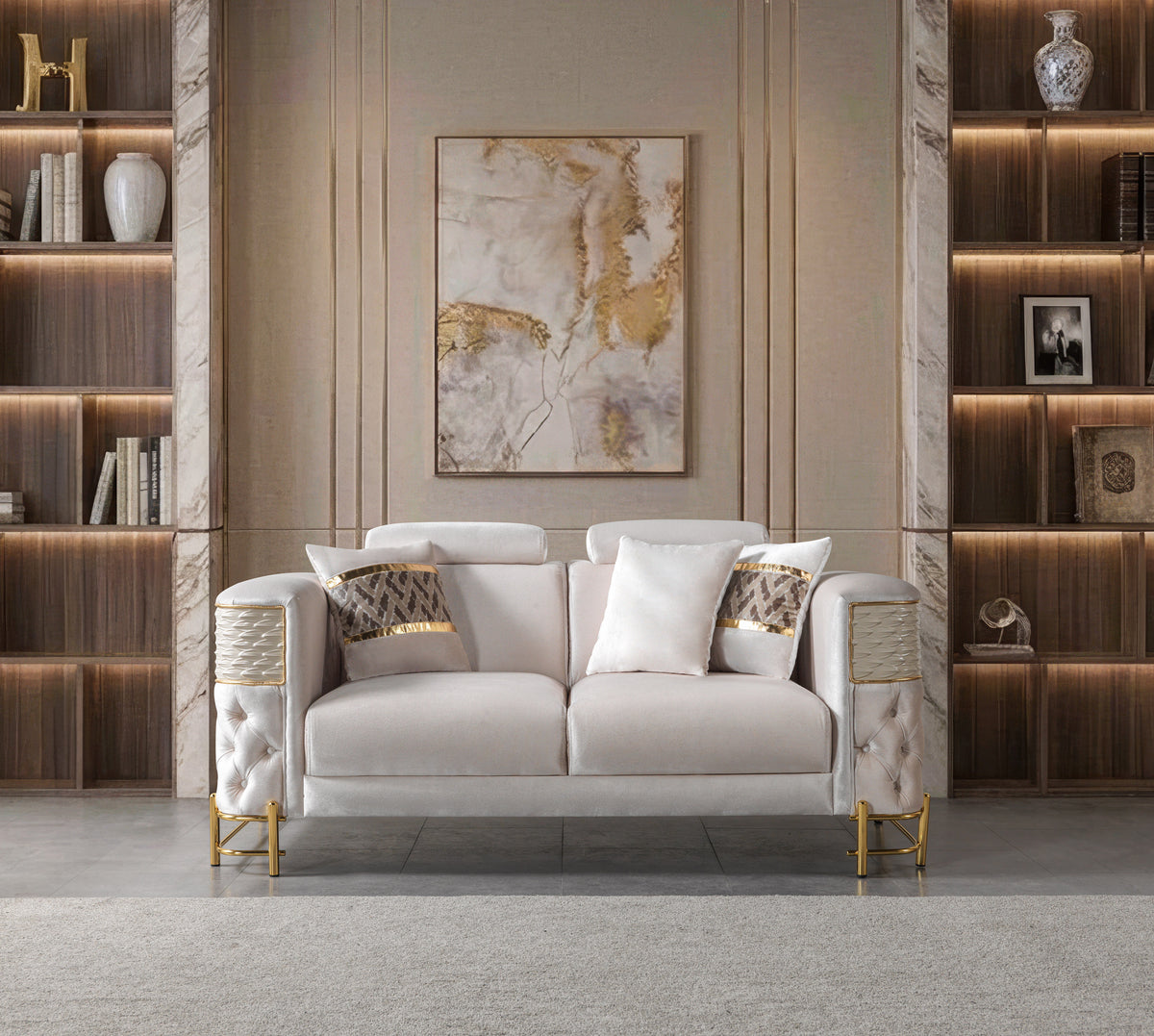Fabiana Ivory Velvet Loveseat
