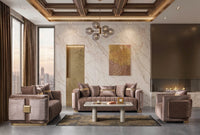 Carlina Coffee Velvet Sofa & Loveseat