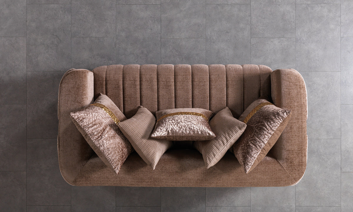 Carlina Coffee Velvet Sofa & Loveseat