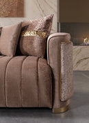 Carlina Coffee Velvet Sofa & Loveseat