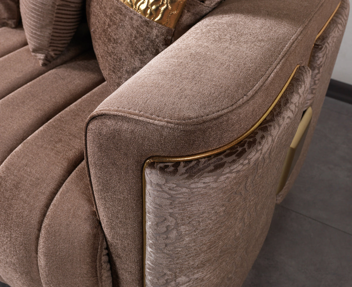 Carlina Coffee Velvet Sofa & Loveseat
