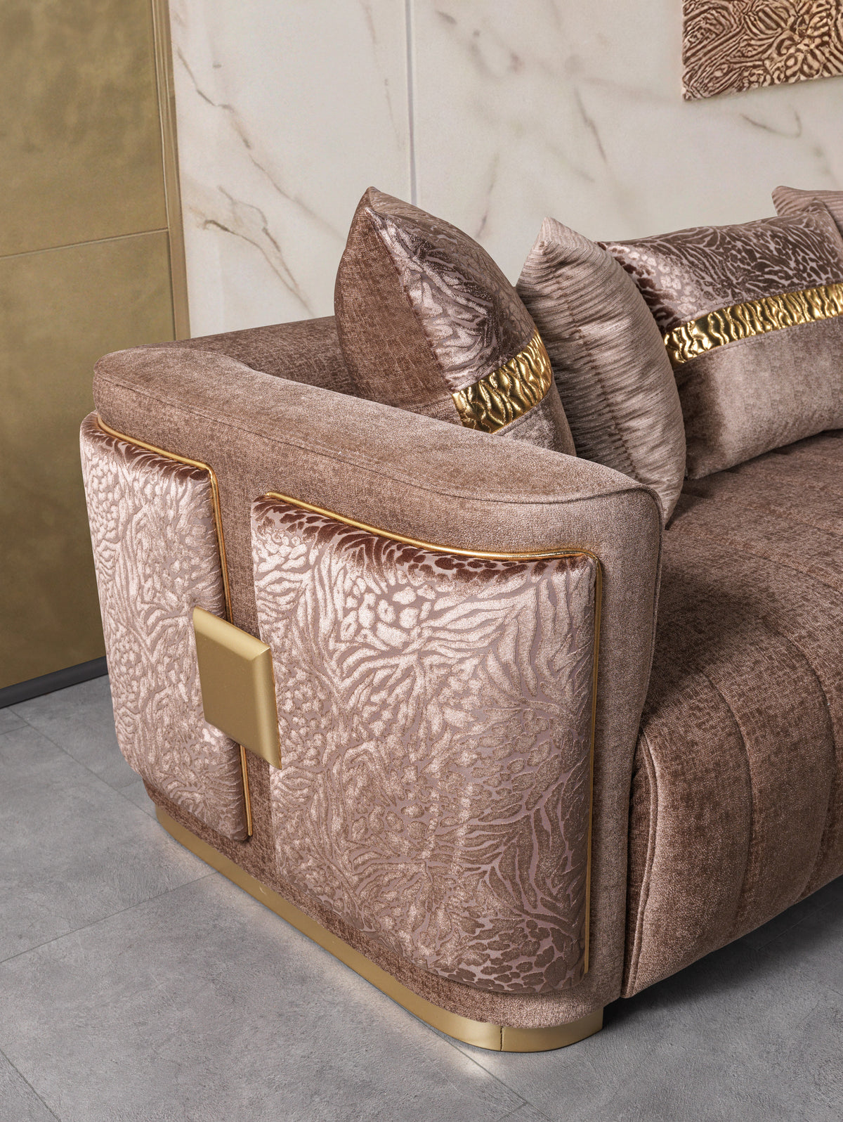 Carlina Coffee Velvet Sofa